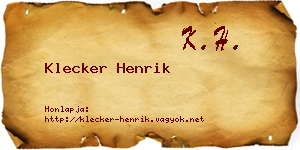 Klecker Henrik névjegykártya